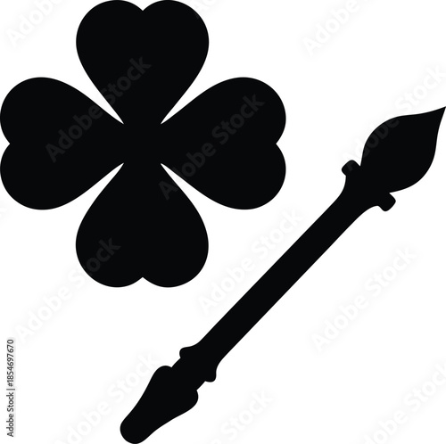 lucky clover drumstick line art vector illustration on transparent background