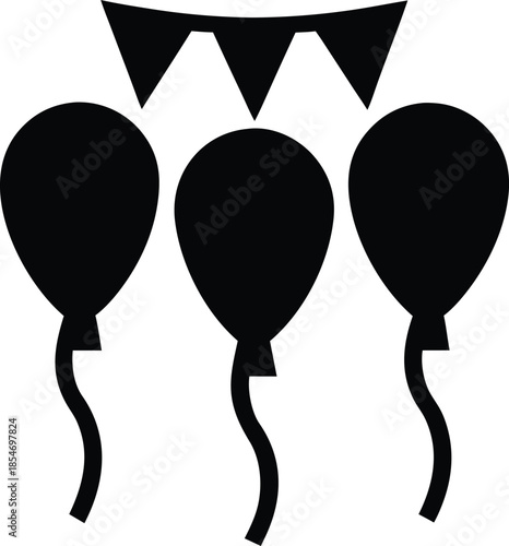 parade decoration balloons line art vector illustration on transparent background