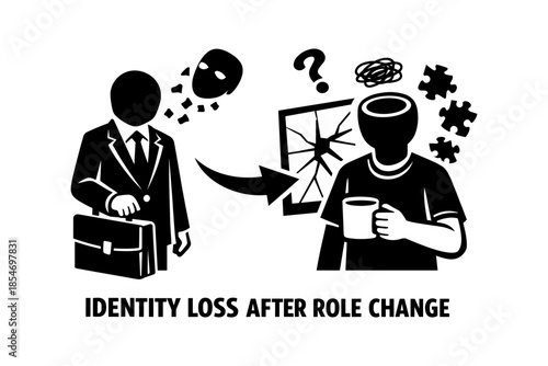 Symbolic illustration of identity loss after a significant role change
