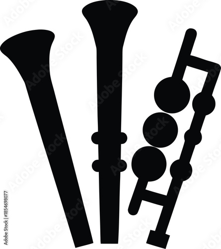 parade folk music instrument line art vector illustration on transparent background