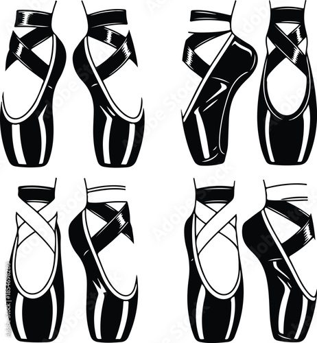 Dance shoes illustration with various styles and angles
