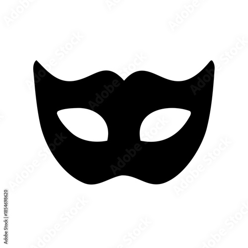 Minimalistic Black Carnival Mask Illustration on a Clean White Background Image