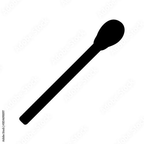 Simple Black Silhouette of a Matchstick on a White Background with Flame Starter