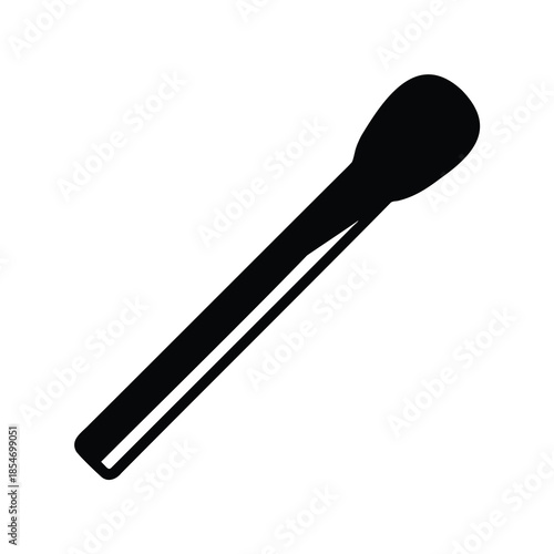 Simple Silhouette of an Unlit Matchstick on a Clean White Background