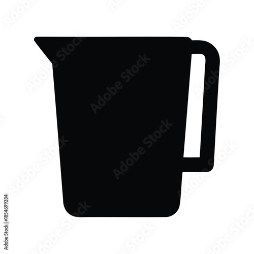 Silhouette of a black measuring pitcher with a handle on a white background