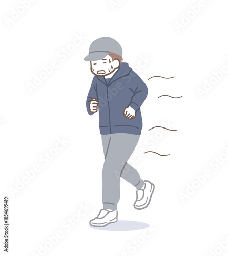 きつそうな表情で走る男性のイラスト素材