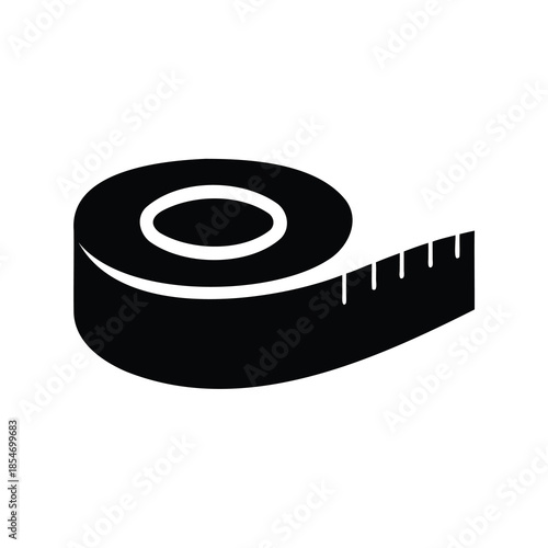 A roll of black measuring tape with clearly marked increments for measurement