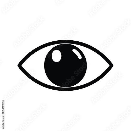 Simple black and white vector drawing of a human eye icon