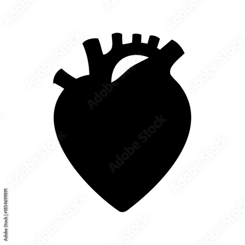 Stylized anatomical human heart silhouette representing health and vitality in black