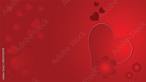 Romantic red heart background with soft glow flowers and floating love shapes ideal for valentine wedding cards posters banners social media headers and celebration designs