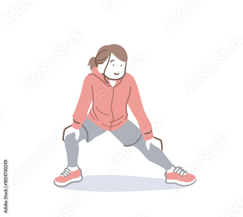 ストレッチをする女性のイラスト素材