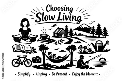 Choosing slow living with meditation, reading, and outdoor activities