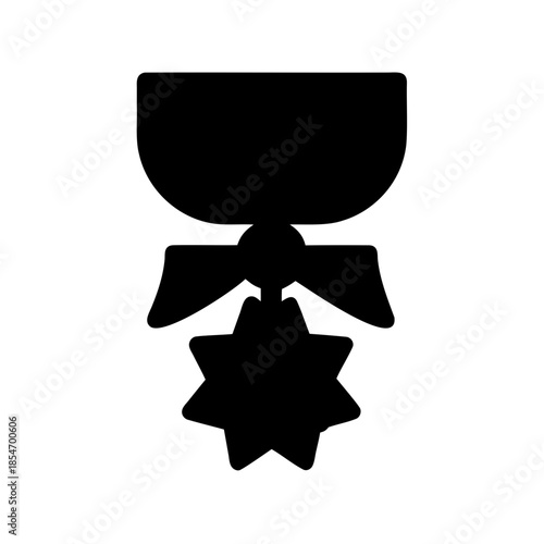 Elegant Silhouette of a Medal Award with Star and Ribbon Detailing