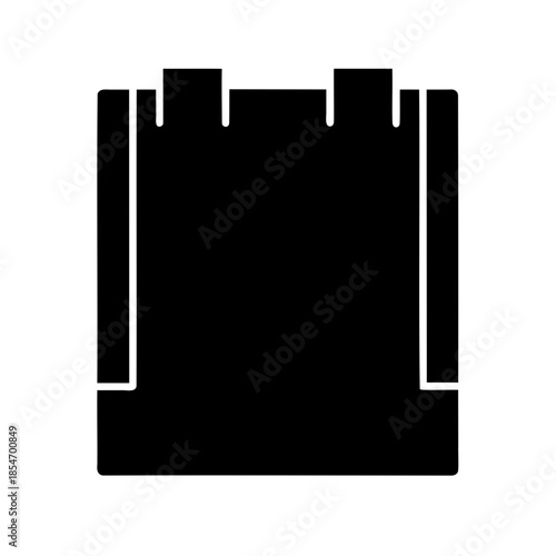 Black silhouette of a toy box construction on a white background