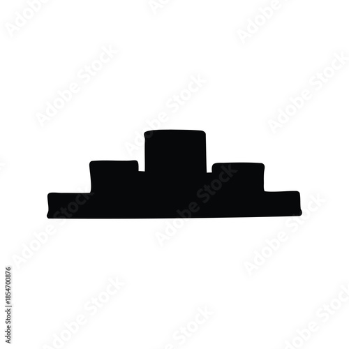 Simple black and white graphic of a three step winners podium