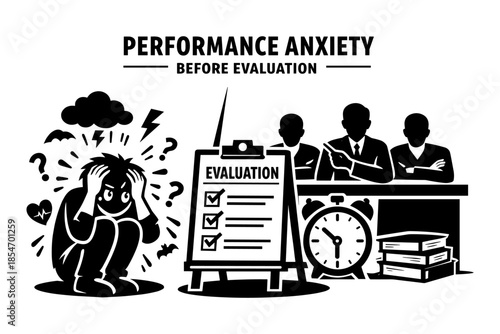 Performance anxiety before evaluation with stressed person and evaluators