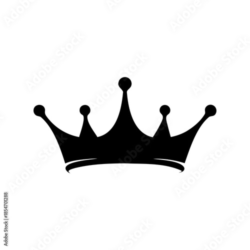 Elegant black crown with rounded tips against a stark white background
