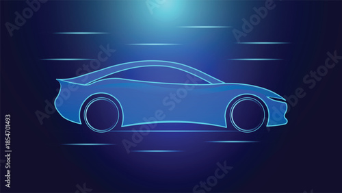 Futuristic blue car outline background with glowing lines ideal for automotive technology electric vehicles mobility innovation transport branding and modern digital visuals