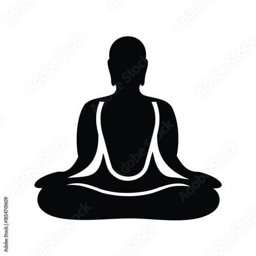 Silhouette of a meditating figure in lotus position represents spirituality and zen
