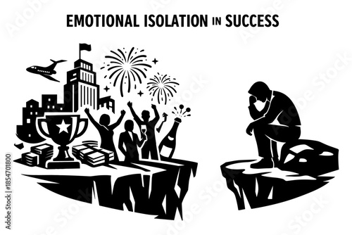 Successful person feels isolated despite achievements and celebrations