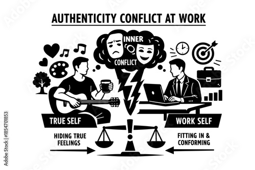 Authenticity conflict at work: true self versus work self and inner conflict