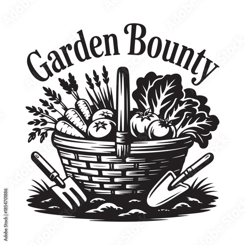 Garden Bounty Vegetable Basket Vector Illustration
