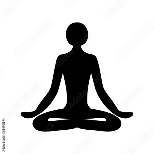 Silhouette illustration of a person sitting in a lotus position for meditation