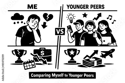 Comparing myself to younger peers, feeling sad versus their success and happiness