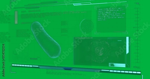 Animation of macro cell spinning and medical data processing on screen