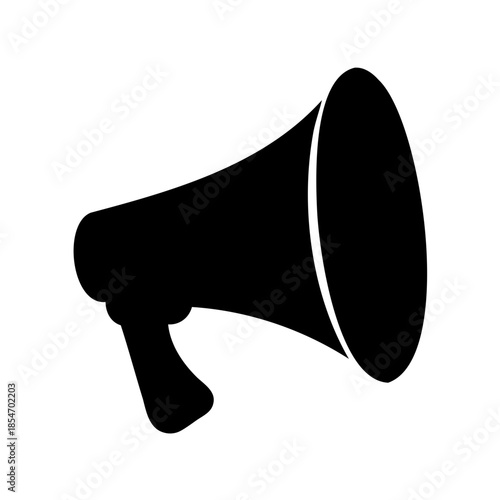 Simple black and white megaphone illustration for announcement or public speaking