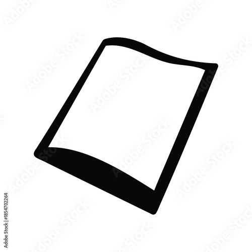 Minimalist black silhouette of an open book against a stark white backdrop
