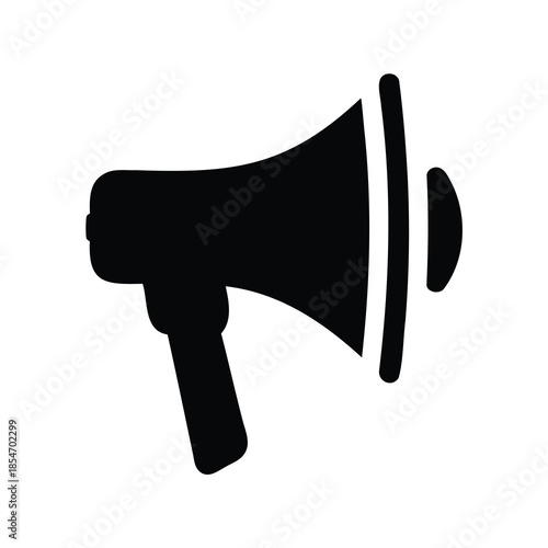 Black megaphone vector image calling attention for marketing and communication strategy.