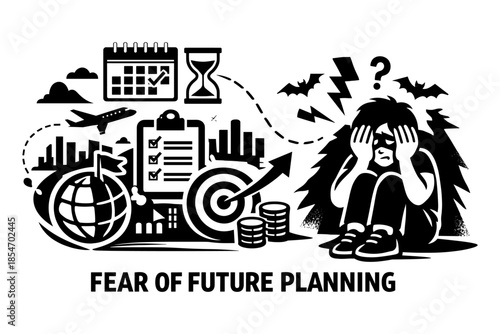 Anxious person overwhelmed by future planning, deadlines, and financial goals