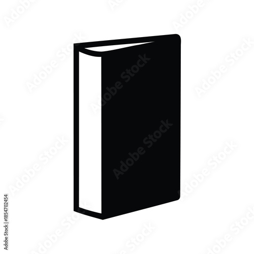 Silhouette depiction of a thick book with a slightly open cover page