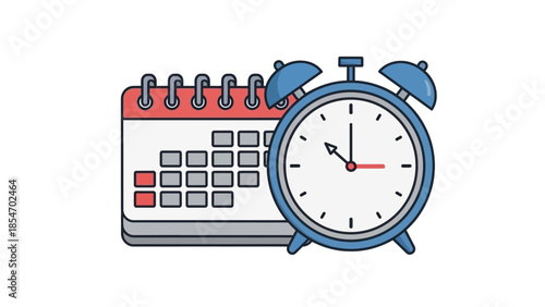 Calendar and Alarm Clock Representing Time Management and Scheduling.