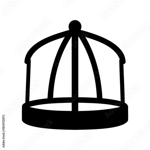 Silhouette image of a traditional bird cage showcasing minimalist design principles