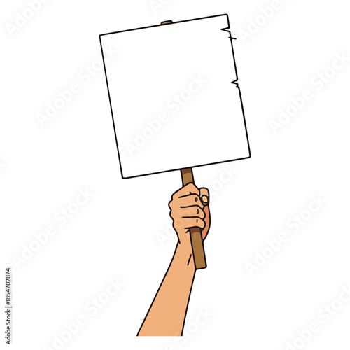 Hand holding a blank sign for protest or announcement