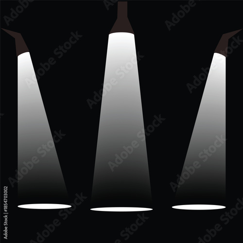 Theater Stage with Red Curtains and Blue Striped Backdrop with Podium