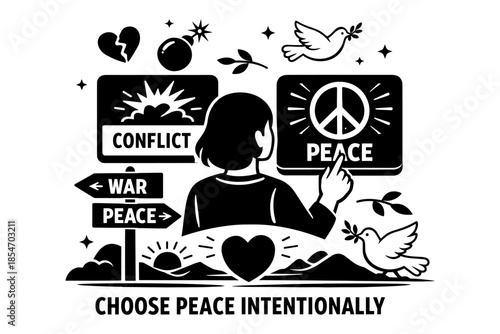 Person chooses peace over conflict, symbolizing a conscious decision for harmony and understanding