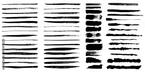Set of Brush strokes text boxes, Paintbrush Grunge design elements, Hand drawn Grunge texture, Horizontal, Lines, vector illustrator