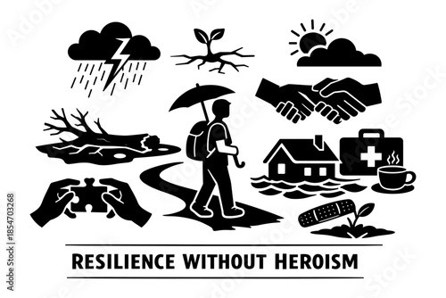 Concept of resilience and overcoming challenges with support and self-care