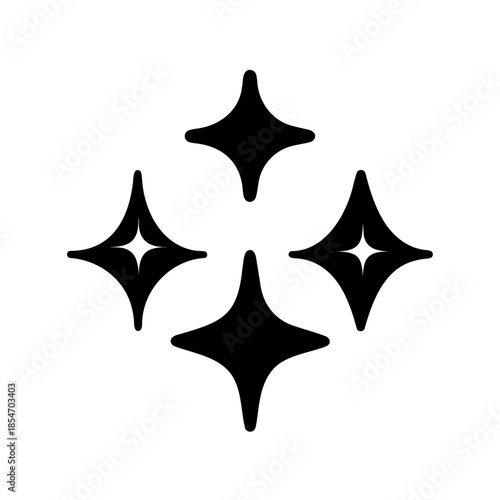Four stars in a diamond pattern shining brightly on white background
