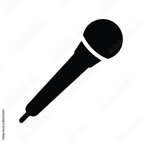 Silhouette illustration of a handheld microphone on a clean white background
