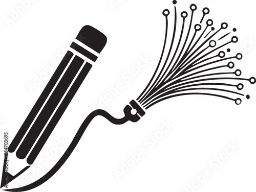 Pencil Drawing Line Transforming into Fiber Optic Cable Representing Connectivity