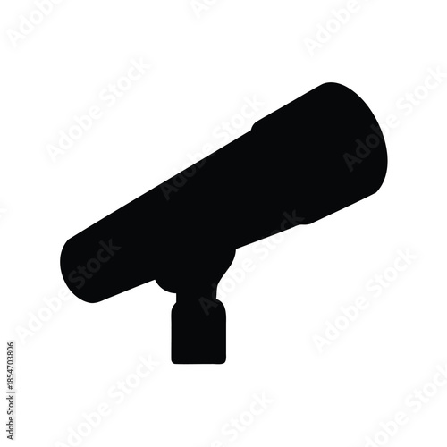 Silhouette of a telescope on a stand for astronomical observations and exploration