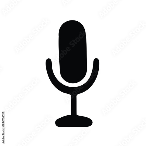 Simple black microphone illustration on white background perfect for presentations or apps
