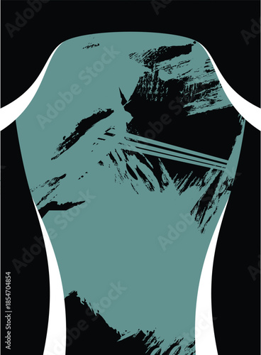 Modern Mint and Black Grunge Brush Stroke Sports Pattern