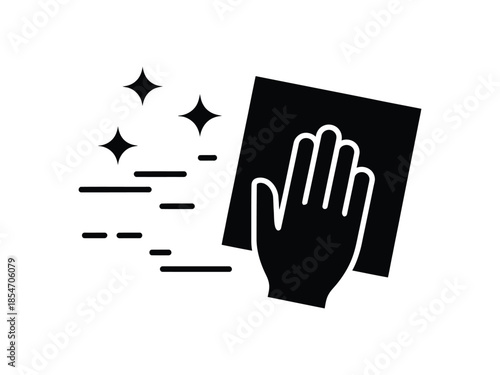 Window Cleaning Hand Icon – Glass Wipe Sparkle Hygiene Symbol