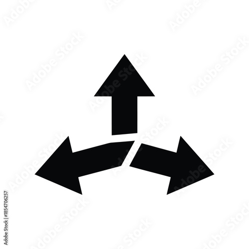 Three Direction Arrow Icon – Choice Navigation Decision Symbol