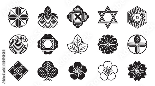 Japanese Mon Kamon Symbols Collection illustration